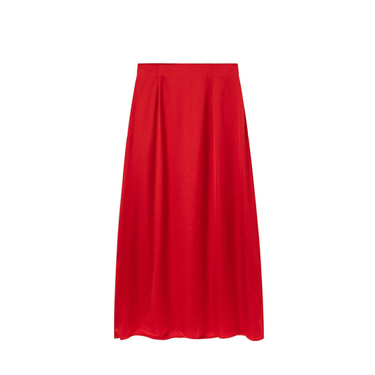Damen Bodenlanger Satin Maxi-Rock EB