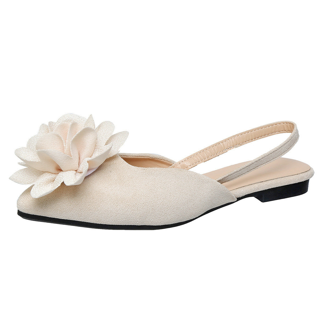 Damen Slingback-Mules mit spitzer Zehenpartie und großer Blumenapplikation EB