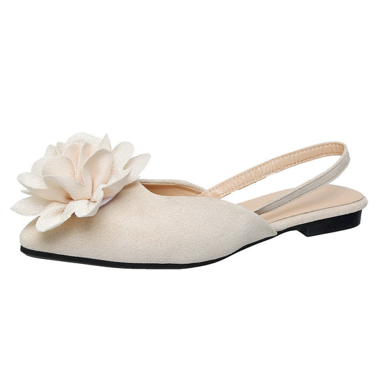 Damen Slingback-Mules mit spitzer Zehenpartie und großer Blumenapplikation EB
