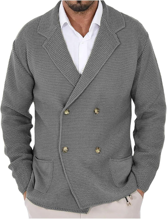 Herren Strickjacke mit doppelter Knopfleiste und modernen Taschen EB