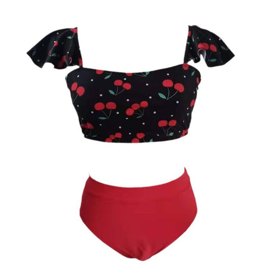 Damen Bikini-Set mit floralem Oberteil und hohem Taillen-Slip EB
