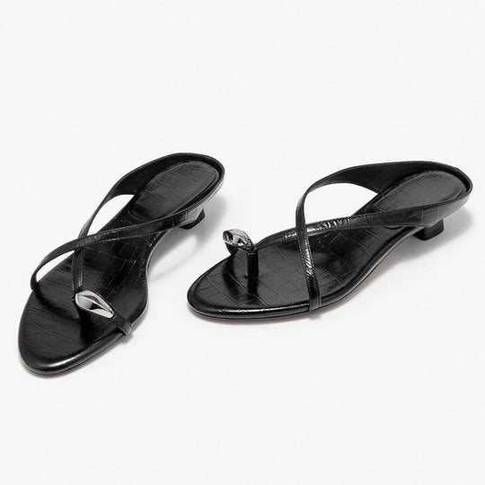 Damen elegante Zehentrenner-Sandalen mit modischem Riemendesign und dekorativem Schmuckdetail EB