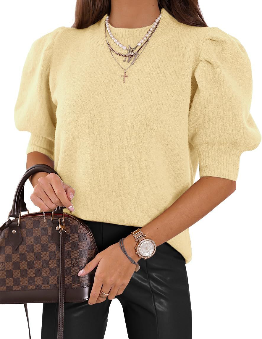 Damen Puffärmel Strickpullover EB