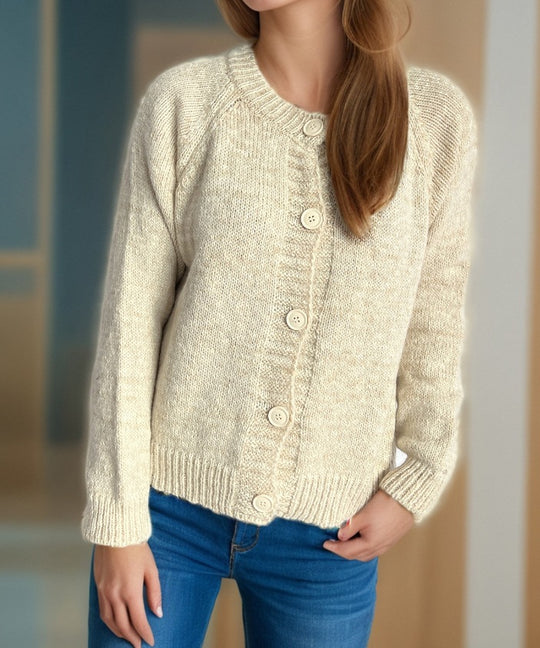 Damen lässiger Strickcardigan mit großen Knopfdetails und weichem Material EB