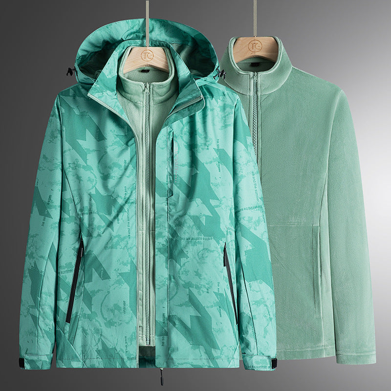 Herren modularer Softshell-Parka mit herausnehmbarer Fleece-Innenjacke, winddichter Außenhülle und verstellbarer Kapuze EB