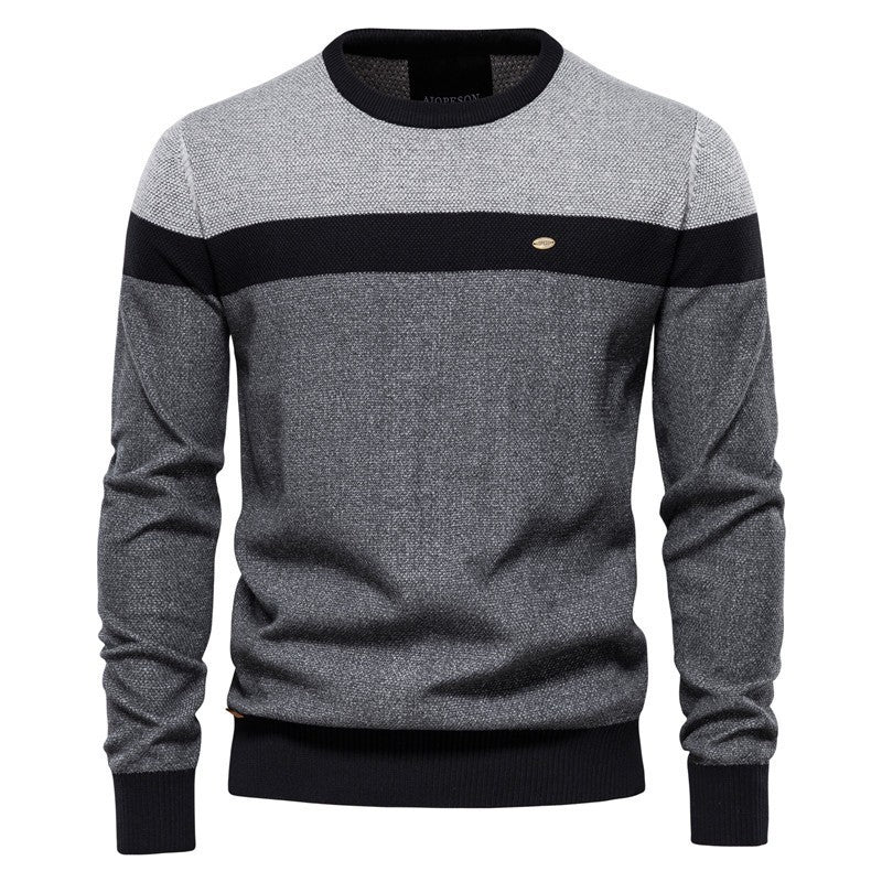Herren Strickpullover mit modernem Farbblockdesign und feiner Struktur EB
