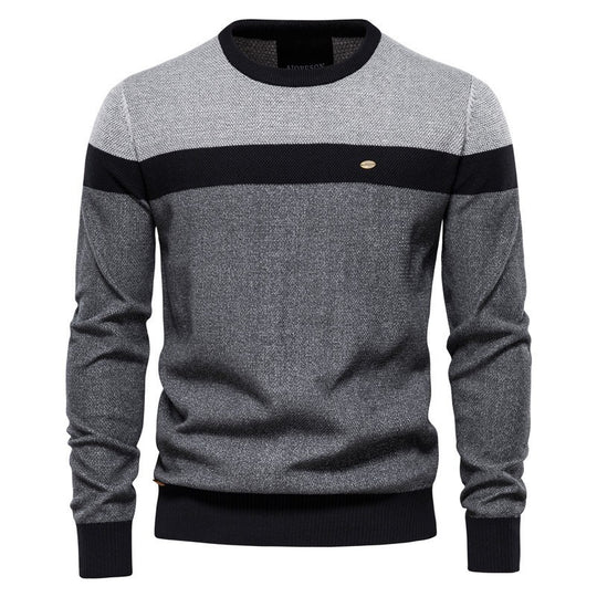 Herren Strickpullover mit modernem Farbblockdesign und feiner Struktur EB