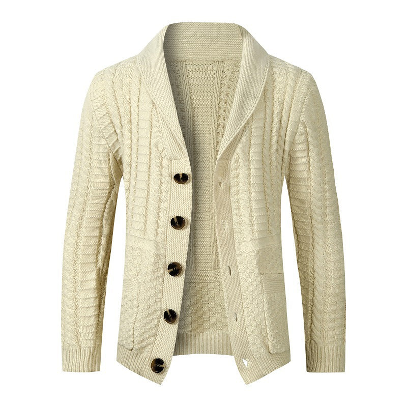 Damen modische Strickjacke mit vielseitigem Zopfdesign EB