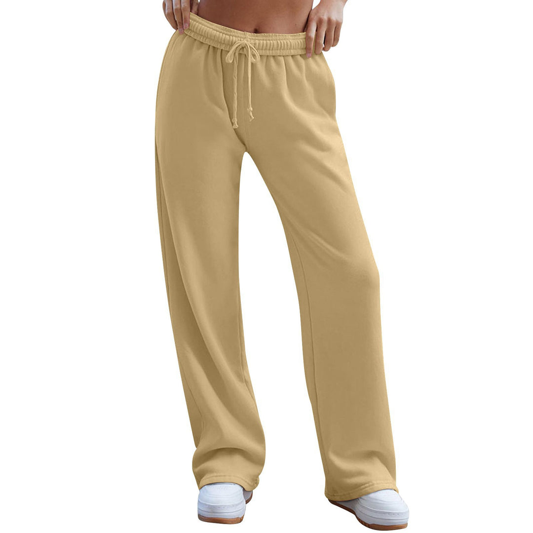 Damen nan weite Komfort-Loungehose mit hochgeschnittener Taille, elastischem Bund und Kordelzug EB