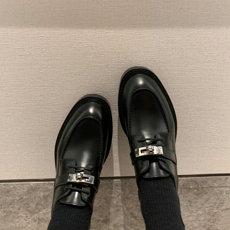 Damen elegante Mokassins mit dekorativem Schnallenverschluss EB