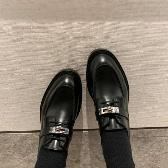 Damen elegante Mokassins mit dekorativem Schnallenverschluss EB