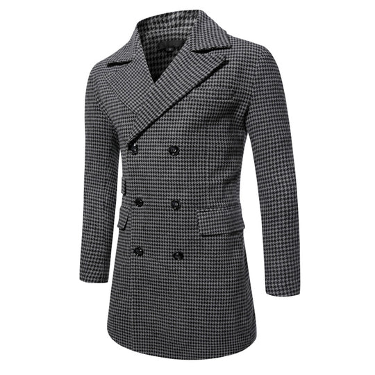 Herren eleganter Karoblazer mit doppelter Knopfleiste und stylischem Innenfutter EB