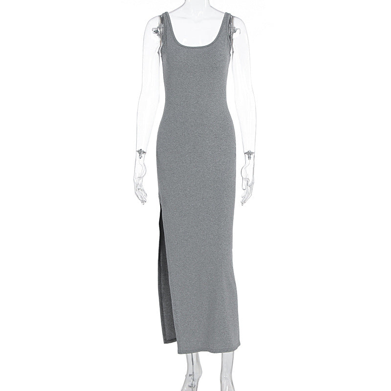 Damen Schlichtes Maxikleid mit hohem Seitenschlitz EB