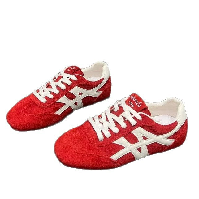 Damen Sportliche Sneakers aus hochwertigem Veloursleder mit atmungsaktiver Sohle EB