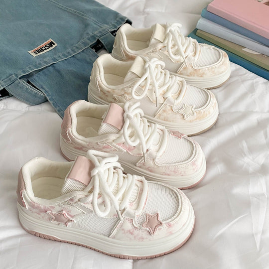 Damen bequeme Sneaker mit modischem Sternenmotiv EB