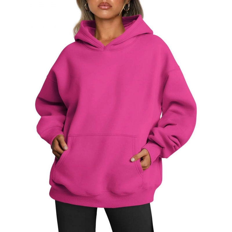 Damen Übergrößen Kapuzenpullover mit praktischen Taschen undlässigem Schnitt EB