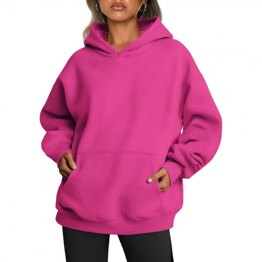Damen Übergrößen Kapuzenpullover mit praktischen Taschen undlässigem Schnitt EB