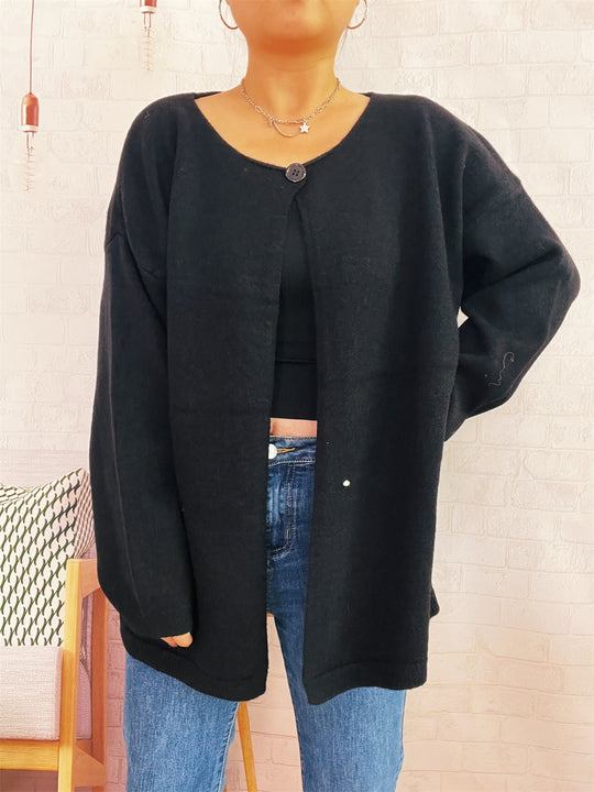 Damen lässiger Strickcardigan mit offenem Schnitt und weichen Materialien EB