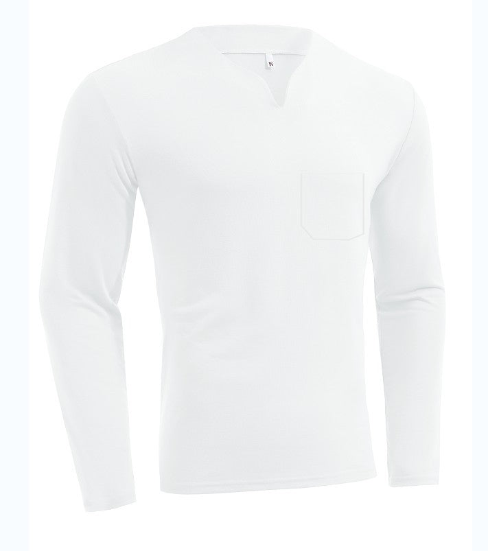Herren nan Langarmshirt mit V-Ausschnitt Slim Fit Baumwollmix und elastischem Komfortbund EB