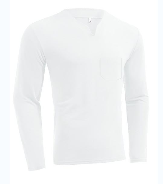 Herren nan Langarmshirt mit V-Ausschnitt Slim Fit Baumwollmix und elastischem Komfortbund EB