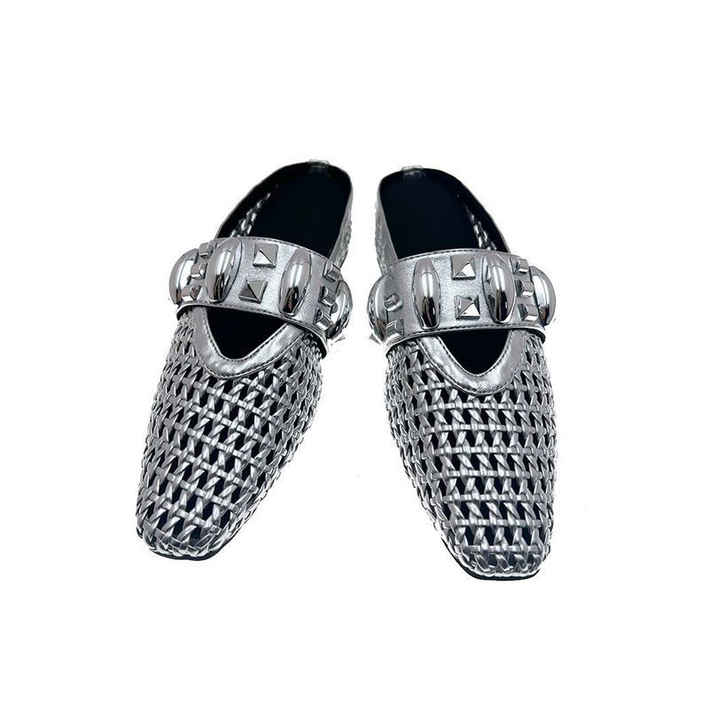 Damen trendige Mules mit modischem Netzdesign und stilvollem Riemen EB