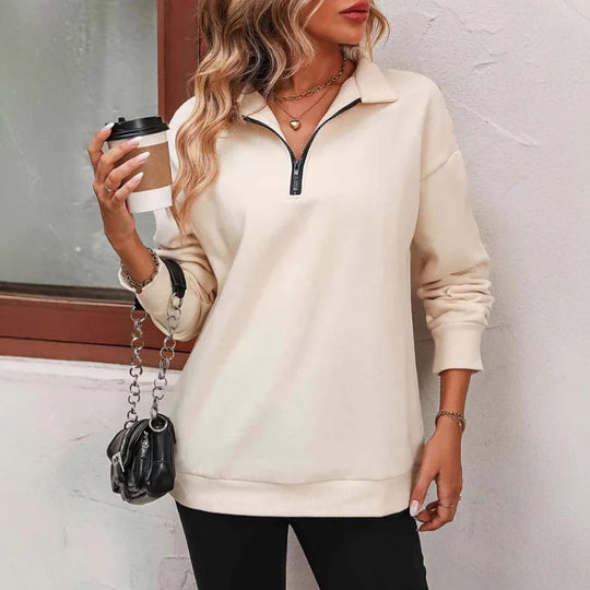 Damen Sweatshirt mit praktischer Reißverschlussöffnung und lässigem Schnitt EB