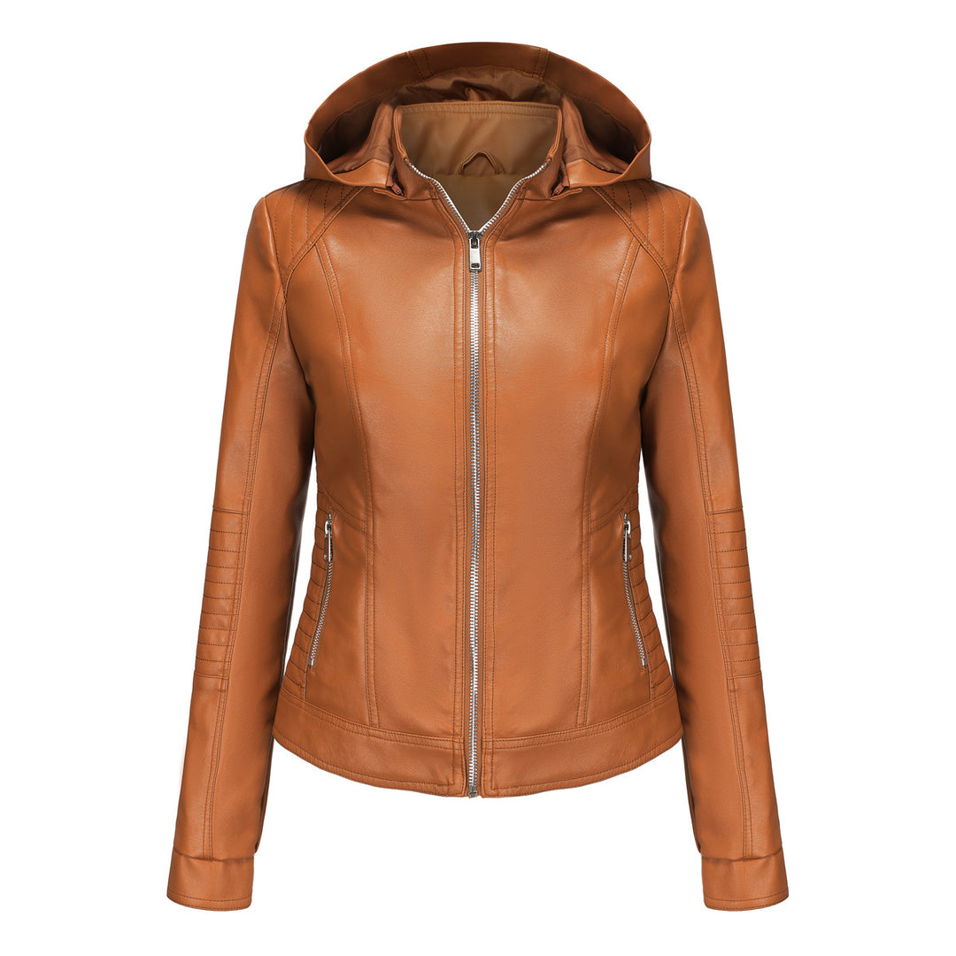 Damen Kapuzenjacke aus hochwertigem Kunstleder EB