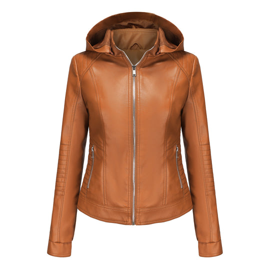 Damen Kapuzenjacke aus hochwertigem Kunstleder EB
