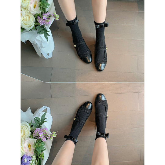 Damen Ballerinas mit dekorativem Riemen und edlem Knopf EB