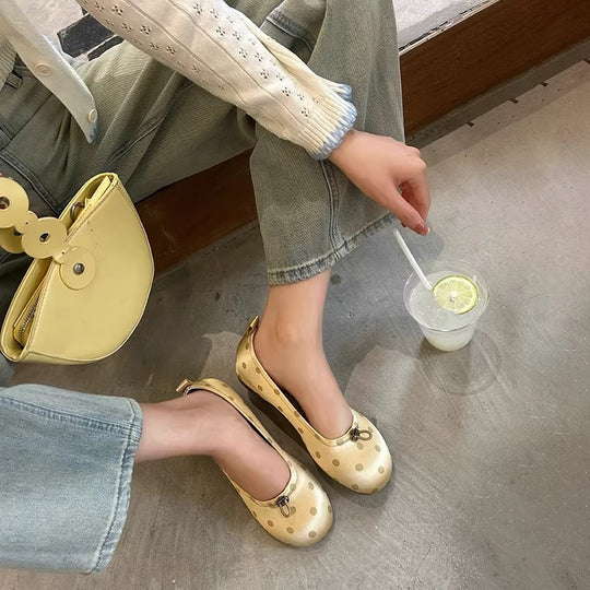 Damen elegante Ballerinas mit verspieltem Punkte-Design und komfortablem Fußbett EB
