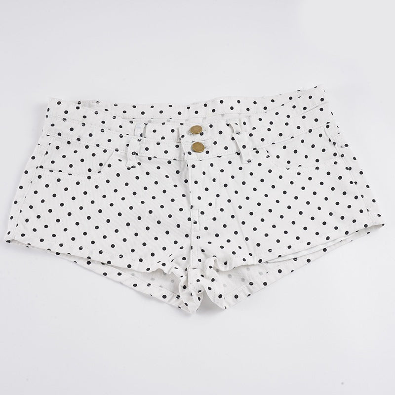 Damen Modische Shorts mit zeitgemäßem Punktedesign und hohem Bund EB