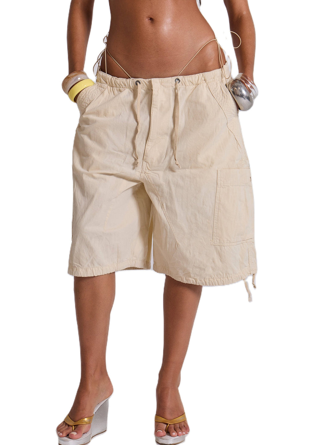 Damen lässige kurze Cargo-Shorts mit verstellbarem Bund und praktischen Taschen EB