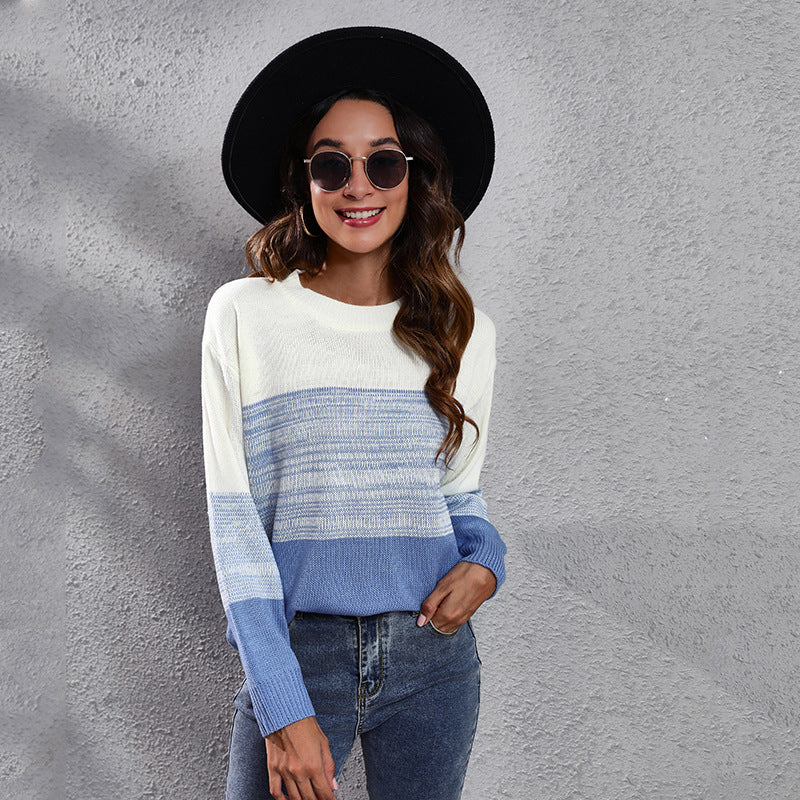 Damen Lässiger Strickpullover mit modernem Farbdruck EB
