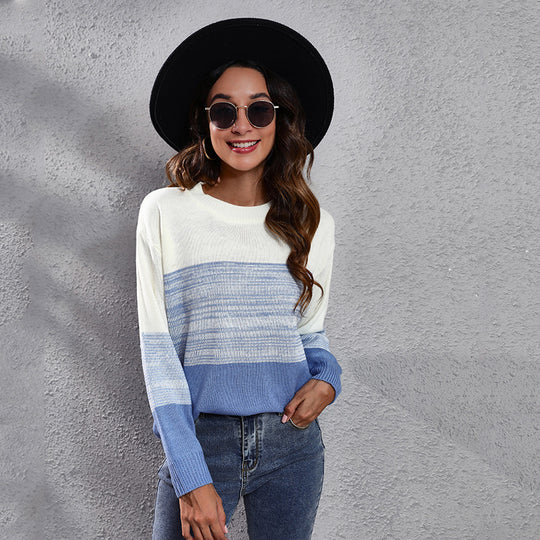 Damen Lässiger Strickpullover mit modernem Farbdruck EB
