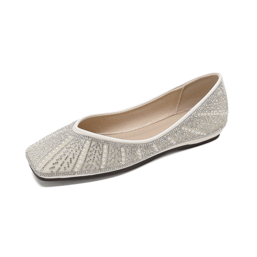 Damen Ballerinas mit glamourösem Strassdesign und elegantem Spitzenverschluss EB