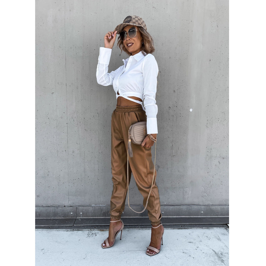 Damen Bequeme Jogginghose im sportlichen Stil mit elastischem Bund und Taschen EB
