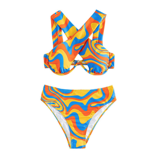 Damen Hochtaillierter Bikini mit kreativem Cut-Out-Design EB