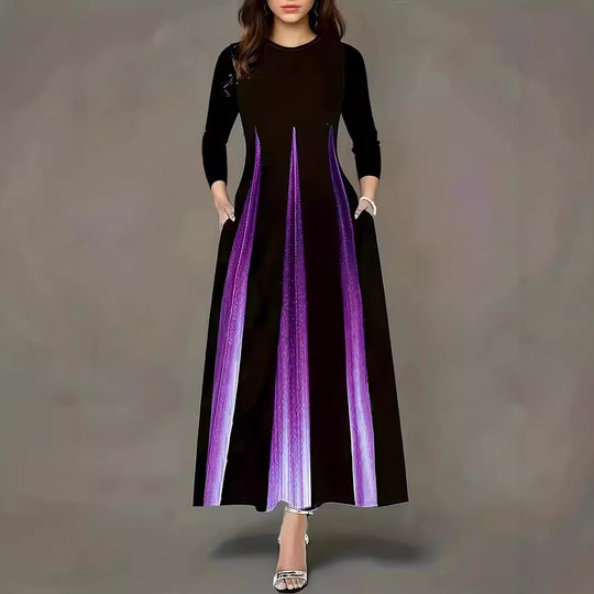 Damen Elegantes Maxikleid mit einzigartigem Farbverlauf und praktischen Taschen EB