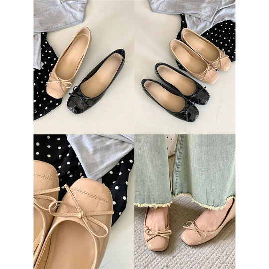 Damen elegante Ballerinas mit zarter Schleifenverzierung EB