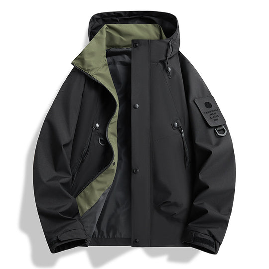 Herren wasserdichte Urban-Hardshelljacke mit verschweißten Nähten, verstellbarer Kapuze und Utility-Ärmeltasche EB