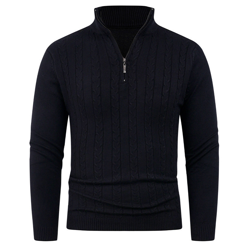 Herren Strukturierter Pullover mit ZIP-Kragen EB