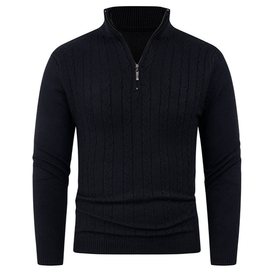 Herren Strukturierter Pullover mit ZIP-Kragen EB