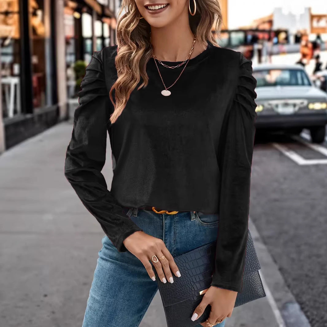Damen Elegantes Langarmshirt mit Raffungen EB