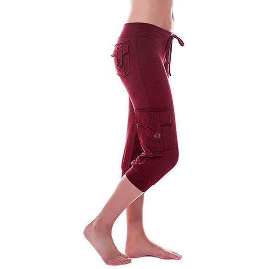 Damen Praktische Freizeithose mit seitlichen Taschen und verstellbarem Bund EB
