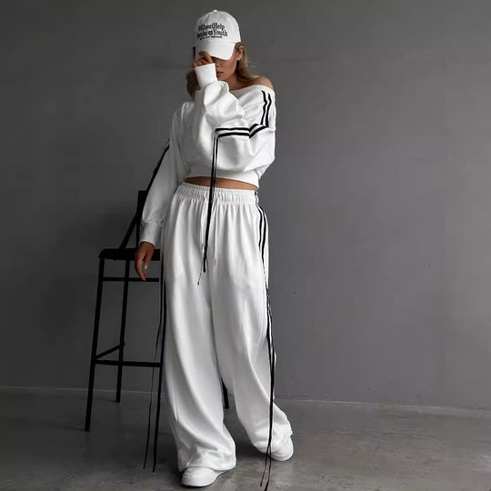 Damen nan weite Relax-Freizeithose mit Tunnelzug, elastischem Komfortbund und seitlichen Ziernähten EB
