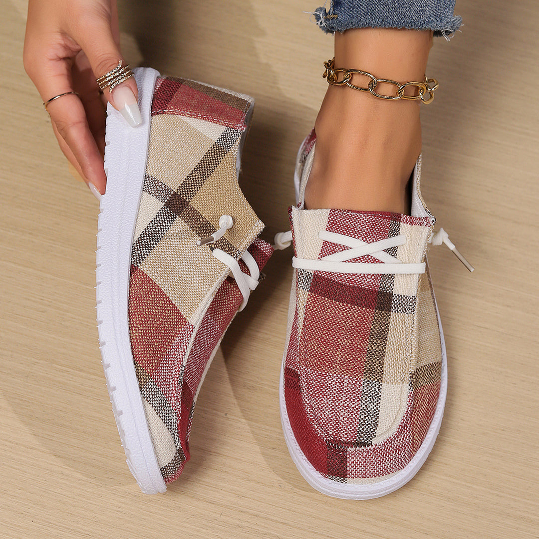 Damen Casual Sneakers im modischen Karomuster EB