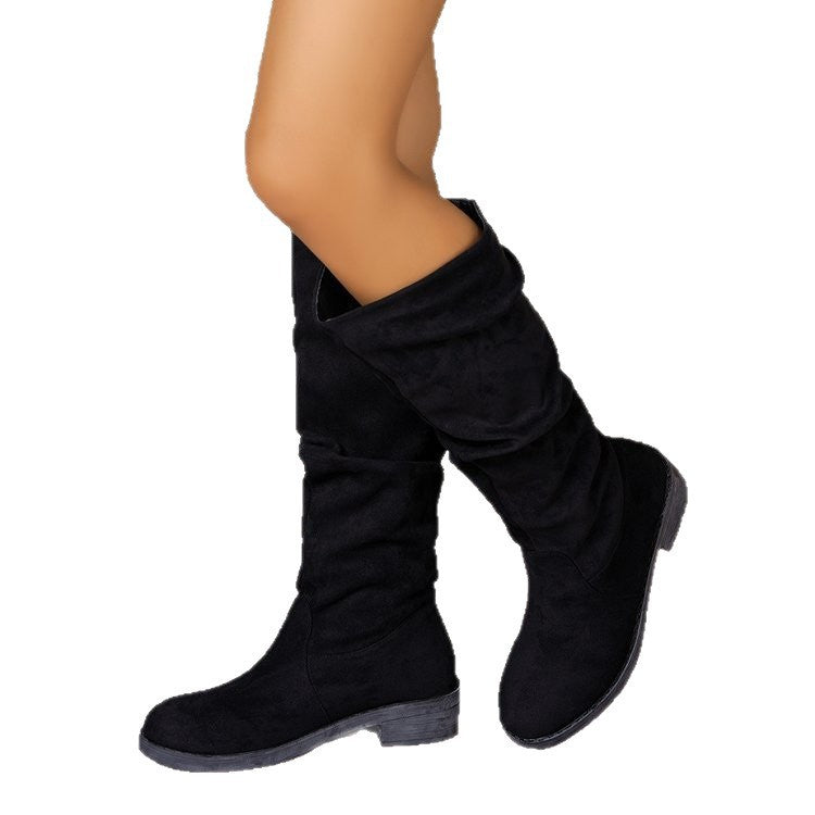 Damen Modische Stiefel mit weichem Wildleder-Look und rutschfester Sohle EB