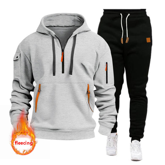Herren Sportliches Hoodie-Set mit funktionalen Taschen und atmungsaktiven Eigenschaften EB
