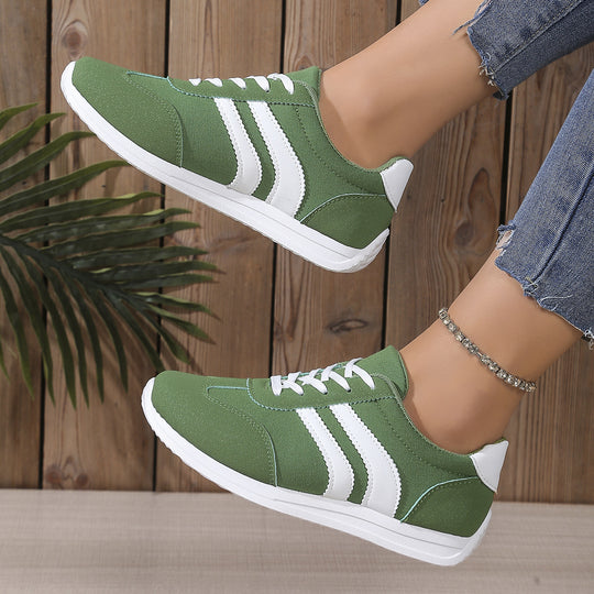 Damen  leichte Retro-Canvas-Sneaker mit gepolsterter Innensohle, flexibler Laufsohle und dezenter Streifen-Optik EB