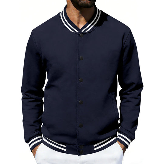 Herren Varsity-Bomberjacke aus Sweat mit gestreiftem Rippkragen EB